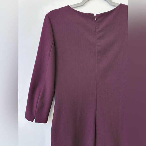 MM LaFleur Etsuko Knee Length Midi 3/4 Sleeve Dress Plum Purple Workwear sz 0 - Picture 6 of 11